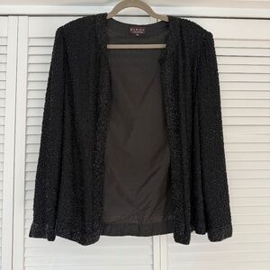 Vintage Marina beaded black open-front evening jacket — Women M